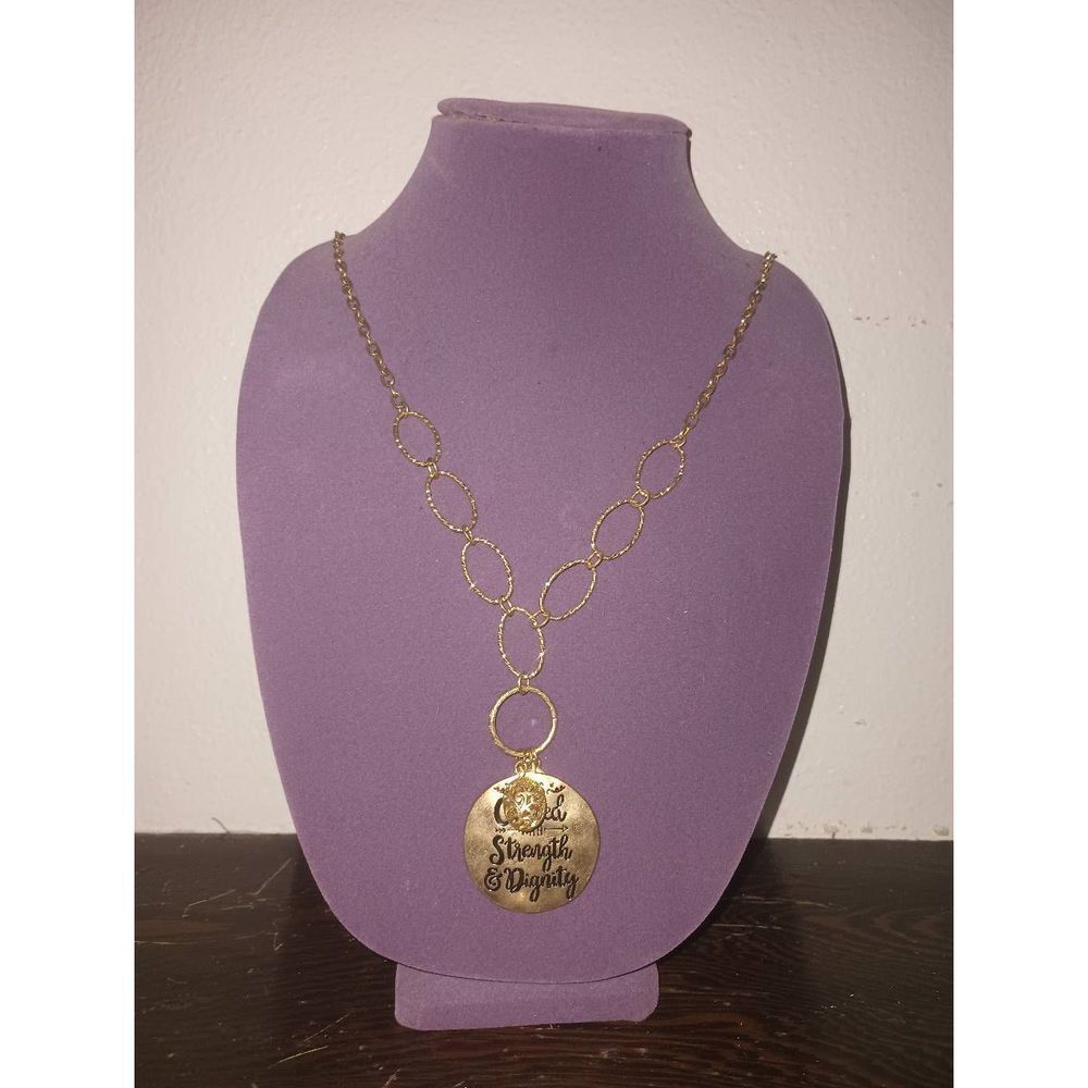 She is Clothed In Dignity and Strength Long Pendant
